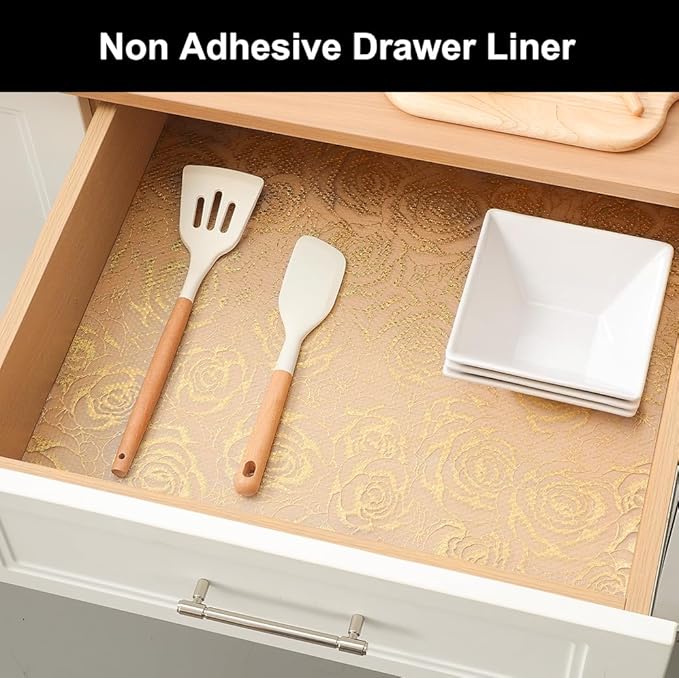 Cooyes Shelf Liner – Premium Non-Adhesive Cabinet & Drawer Liner for Kitchen – Waterproof Shelf Paper with Modern Pattern – Durable EVA Cabinet Mat – Easy to Cut