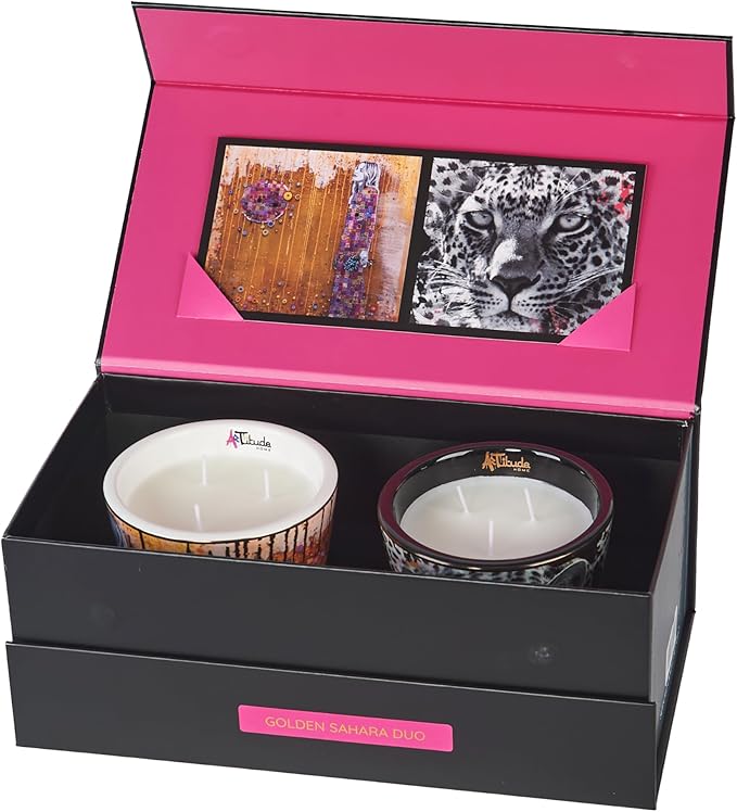 Golden Sahara 2 Piece Ceramic Candle Gift Set