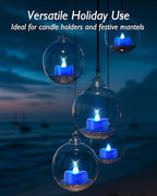 5plots Flameless Candles, 24Pcs Tea Lights Candles Battery Operated, Flameless Tealight Candles, Electric Tea Lights Votive Candles - Blue - 1.5" x 1.25"- No Flicker