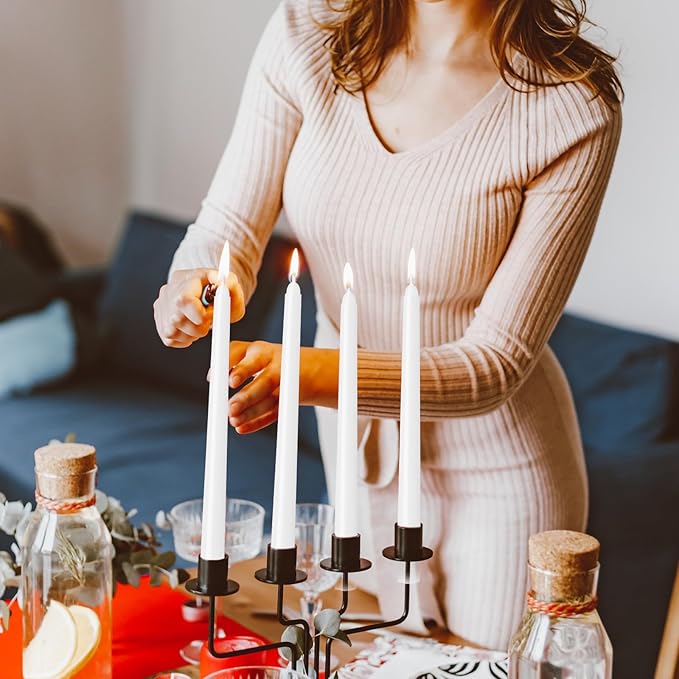 30 Pack White Taper Candles - 10 inch Dripless, Smokeless & Unscented | Long Burning 8 Hours | Hand Poured Tall Candlesticks | Bulk Decorative Candles for Home, Weddings & Parties