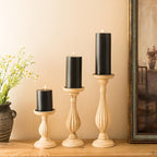MOZEAL 3" x 4" Hand-Poured Unscented Candle,Dripless Pillar Candle Set of 3,Long Clean Burning,Approx 72 Hours Burn Time,Rustic Country Style,Wedding,Dinner,Christmas and Home Decor,Black