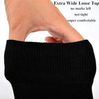 Ait fish Men's 100% Cotton Loose Cuff Crew Socks Lightweight Plain Dress Socks 5 Pairs