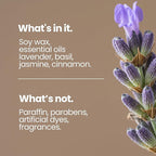 Natur IX Cleansing Scented Candles for Home | Sage & Palo Santo | Natural Non Toxic Soy Candles with Essential Oils | 50 H Long Burning | (Calm | Lavender, Basil & Jasmine)