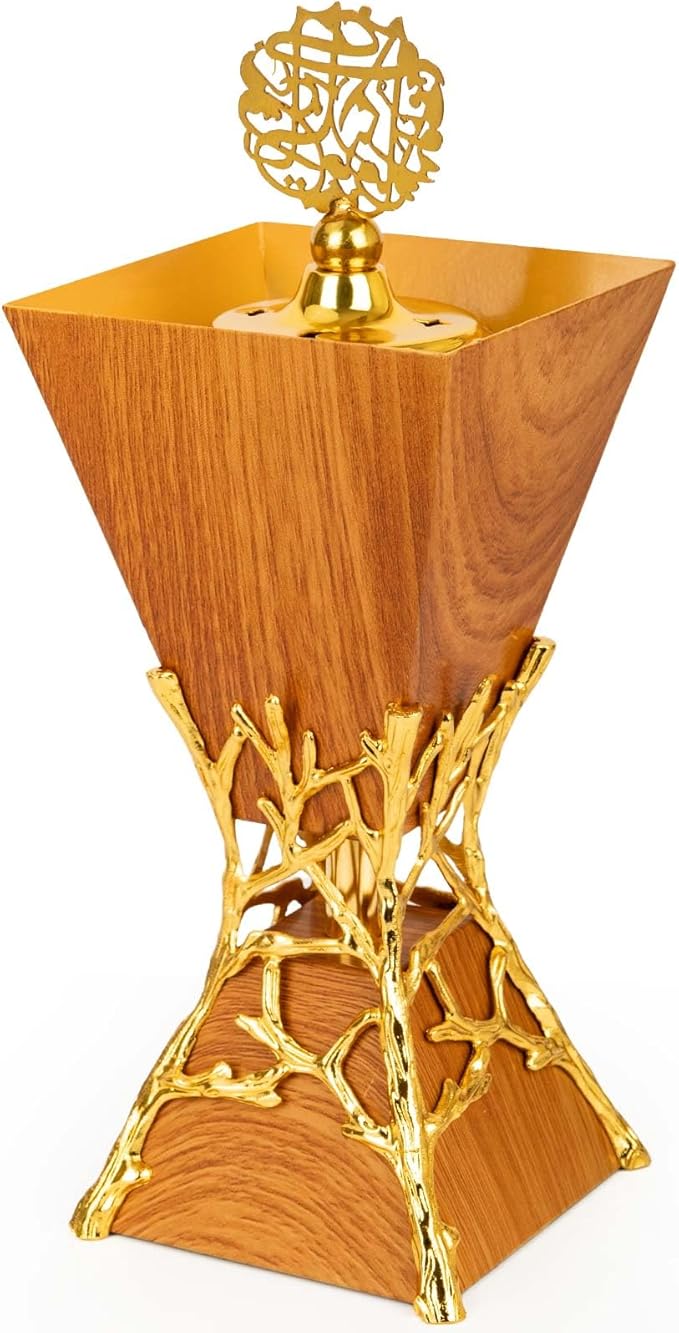 Bakhoor Burner, Charcoal Incense Burner, Frankincense Resin Incense Holder for Yoga, Spa Aromatherapy, Office & Home Decor Gifts Tan 10.6" inches Tall