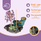 Amethyst Incense Holder Burner, Waterfall Fountain Backflow Cone Burner, Healing Crystal and Stone, Women Gifts for Christma