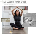 4 in 1 Ceramic Incense Burner with Glass Ash Catcher, Incense Holder for Sticks, Palo Santo, Sage and Cones - Ceramic Ash Catcher Tray for Meditation Yoga Room Home Decor - White