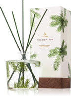 Thymes Frasier Fir Reed Diffuser Set – Includes Reeds, Fragrance Oil, and Frosted Glass Bottle – Fragrance Oil Diffuser – Room Fresheners – Luxury Home Decor – Green & Clear (Pine Needle, 7.75 fl oz)