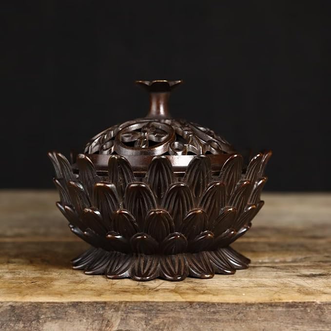 Brass Incense Burner Chinese Traditional Incense Burner Kit Zen Copper Incense Burner Office Home Yoga Room Sandalwood Burner Decoration Censer