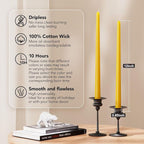 New Burning Formula Unscented Dripless 12-Inch Taper Candles Set of 12 - Lemon, for Wedding, Dinner - Smokeless, Long Burning - Hand Poured, Colored Tall Candlesticks - Limón