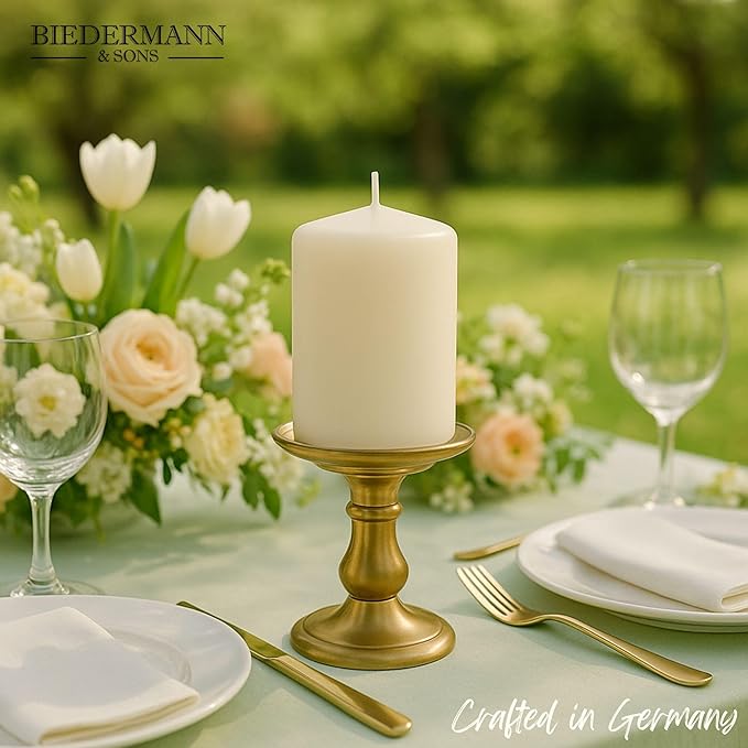 Biedermann & Sons 45-Hour Long Burning Unscented Pillar Candles, Ivory, 3 x 4 Inch - Set of 6