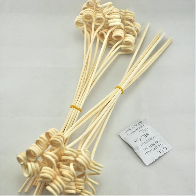 Wavy Spiry Natural Rattan Reed Fragrance Diffuser Replacement Refill Sticks 20 Pieces (12" x3mm Roll, Natural Color)