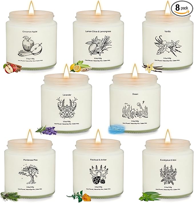 8 Pack Candles for Home Scented, Gifts for Women,Aromatherapy Candle Set for Women, Natural Soy Wax Jar Candles Set, Candle Gifts for Mother's Day, Birthday, Valentine's Day