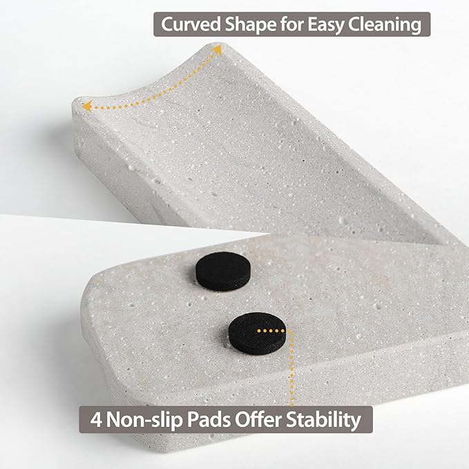 Koville Quarella Engineered Stone Incense Holder, Incense Holders for Sticks, Sturdy Incense Burner Ideal for Meditation and Relaxing, Easy to Clean(Cement Grey)