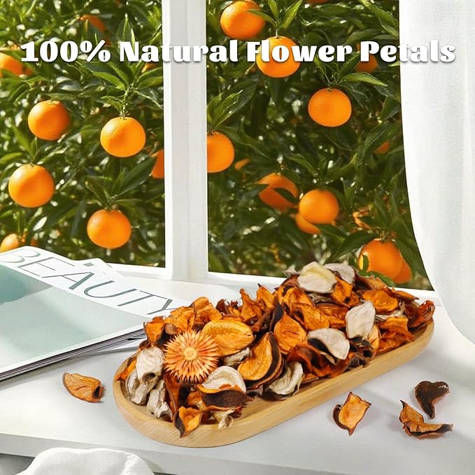 STRN Natural Dried Citrus Flower Sachets (2-Pack), Potpourri Vase Filler Long-Lasting Fragrance Potpourri Bags for Closet, Drawer, Car & Home, Reusable Scented Sachet Gift Set