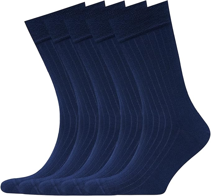 VRD Men’s Dress Socks, Bamboo 5-Pack Mens Socks, Mid Calf Length, Crew Socks Gift for Men Shoe Size 8-13