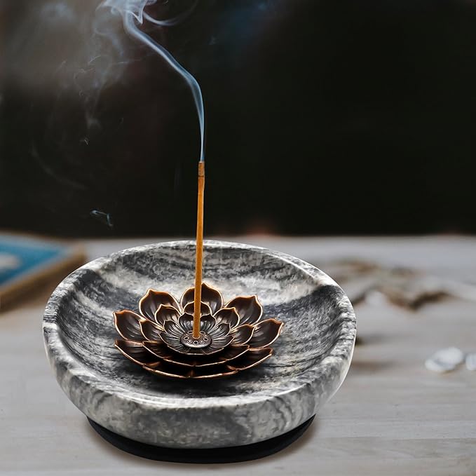 SuperLarge Handmade Natural Marble Incense Holder for Sticks and Cones-with 9 Holes, Multi-Functional Incense Burner Holder for Incense Sticks and Cones, Perfect Home Decor (5.91inch)