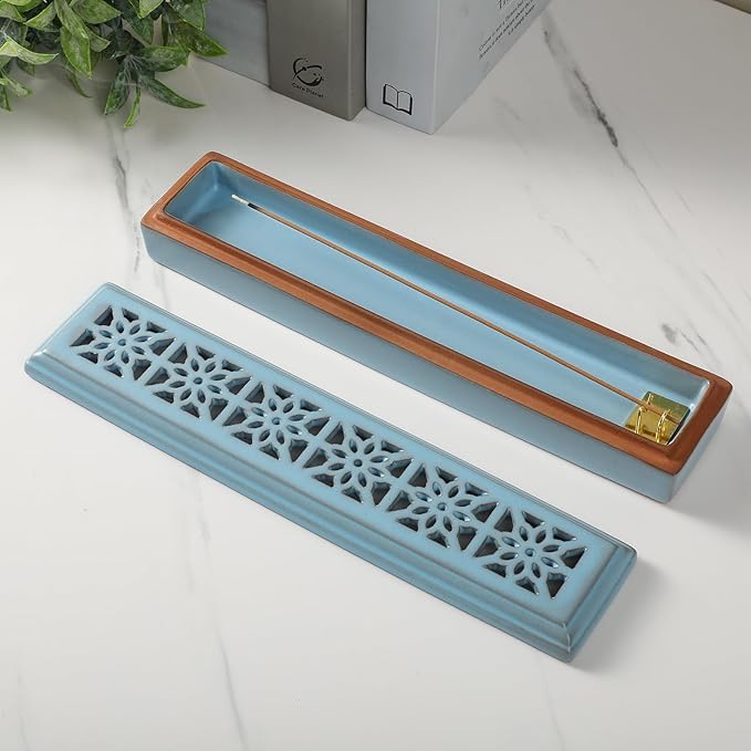 Incense Holder for Sticks，Ceramic Insence-Stick Holder Ash Catcher，Incense Holder Timkburner for Meditation Yoga Spa Room Decor