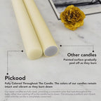 New Burning Formula Unscented Dripless 12-Inch Taper Candles Set of 12 - Ivory, for Wedding, Dinner - Smokeless, Long Burning - Hand Poured, Colored Tall Candlesticks - Marfil