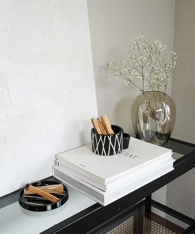 Bursera Onyx Ceramic Bowl, Tree Planted with Every Order, Decorative Bowl with Side Slot for Matches, Smudging Burn Bowl for Sage, Palo Santo, Matchstick Holder, Form for Candles