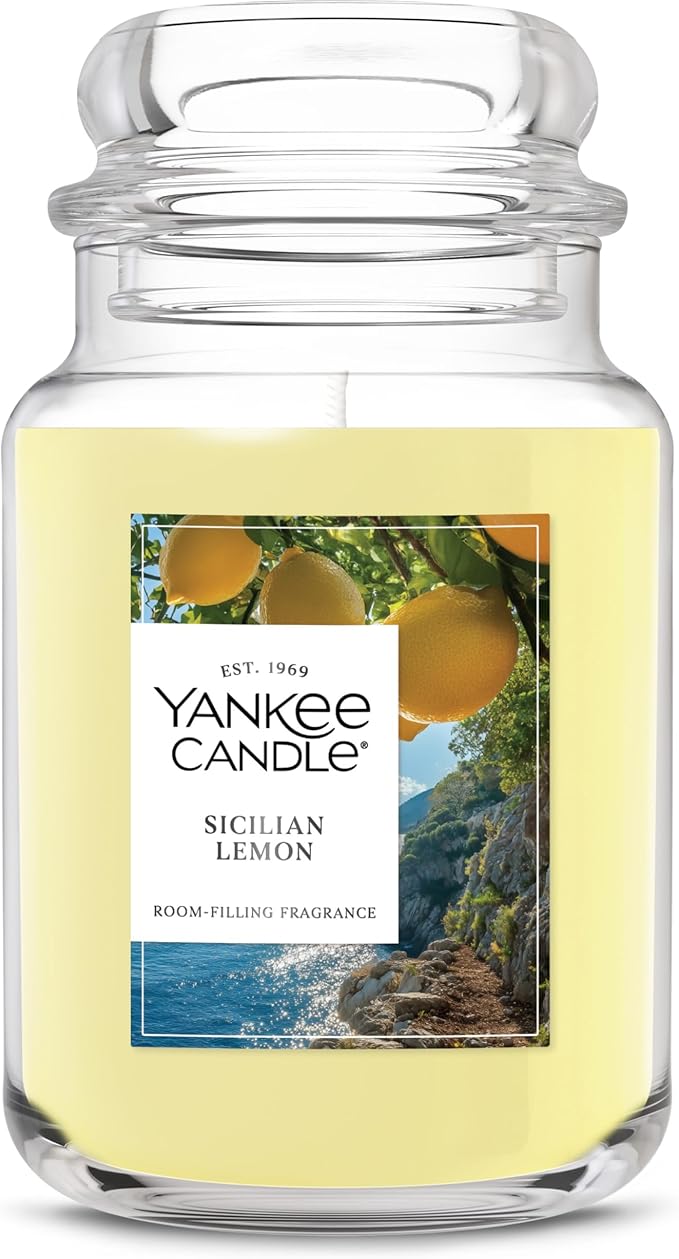 Yankee Candle Sicilian Lemon Scented Candle, 22oz Large Jar with up to 150 Hour Burn Time, Giftable, Holidays