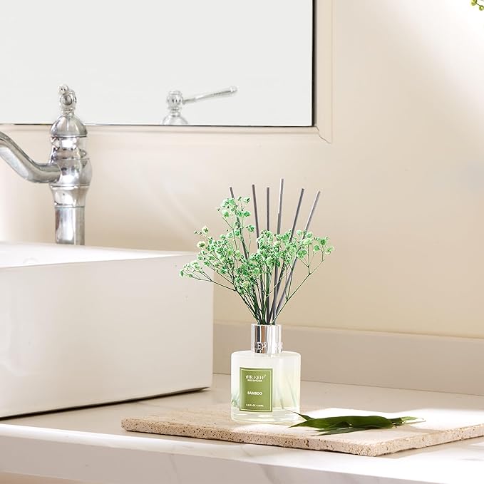 Airkeep Reed Diffuser Set - 3.38 fl oz(100ml) Bamboo Scent Diffuser Home Fragrance Diffuser Set Includes 8 Reed Diffuser Sticks,Home Decor & Office Decor, Fragrance and Gifts