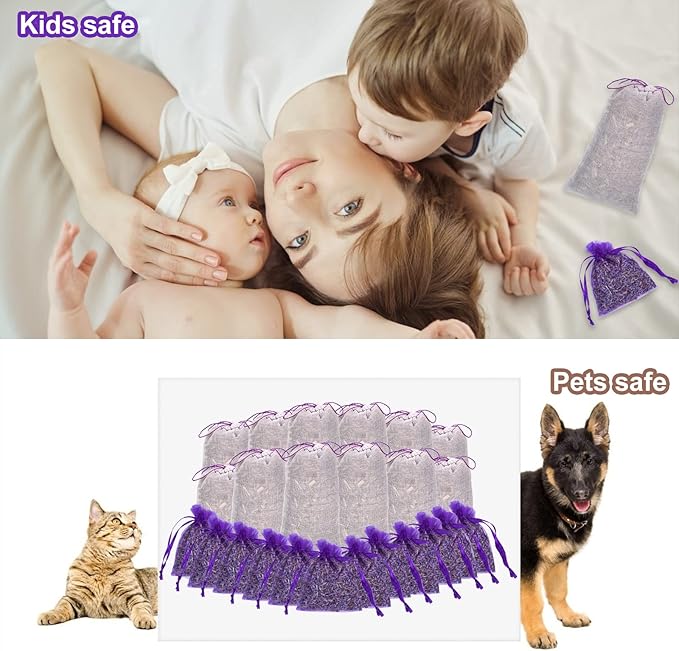 24 Pack Moth Repellent for Closet Lavender Sachet Bags, Cedar Blocks for Clothes Storage, Moth Balls Traps Cedar Lavender Bags sachets for Drawers and Closets, Protect Clothing Drawer Freshener