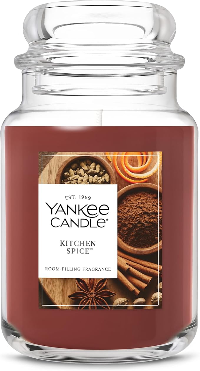 Yankee Candle Kitchen Spice, Fall Scented Candle, 22oz Large Jar with up to 150 Hour Burn Time