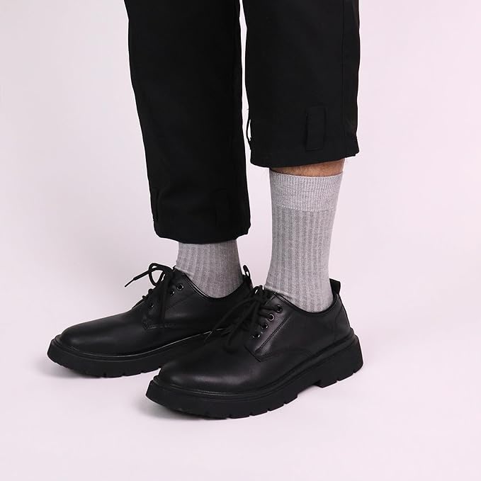 SERISIMPLE Men's Dress Socks - Bamboo Viscose Thin Ribbed Knit, Silky & Soft, Lightweight Business Crew Socks 5 Pairs