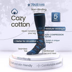 7BigStars Men Diabetic Loose Dress Business Cotton Mid Calf Socks - 5 Pack Large - Geometric, Argyle, Stripe - Sock Size 10-13 Shoe Size 9-12 L Dark Navy, Denim Blue