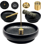 4 in 1 Natural Marble Incense Holder,Incense Holder for Sticks with Adjustable Angle, Incense Stick Holder with Ash Catcher,Stick Incense Burner,9 Holes Suitable for Most