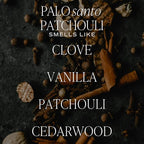Sweet Water Decor Palo Santo Patchouli Candle - Soy Clove, Vanilla, Patchouli, Cedarwood Scented Spa Candles for Home -9oz Clear Jar + Gold Lid, 40+ Hour Burn Time, Made in The USA