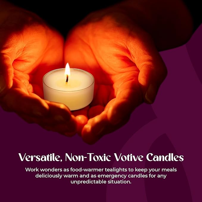 Lerner Tealight Candles in Clear Cups, 50 Count| 6 Hours Long-Burning White Tea Light Candles| Non-Toxic, Smokeless & Soot-Free Tea Light Warmer Candles | Unscented Party, Décor, Shabbat Tea Candles