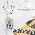 VFULIE 100PCS Reed Diffuser Sticks, 10 Inch Natural Rattan Wood Sticks Essential Oil Aroma Diffuser Sticks Refill Replacement for Aroma Fragrance (Spiral Black and White)