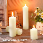 MTLEE 18 Pcs Set of 3 Pillar Candles Bulk 2 in x 3, 6, 8 Long Burning Clean Unscented Smokeless Pillar Candles for Wedding Emergency Lanterns Ceremony Party(Ivory White)