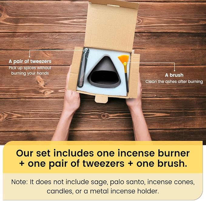 Handcrafted Natural Clay Smudge Pot-Mini Chimenea Incense Holder for Sage, Copal & Palo Santo-Aromatherapy Burner with Unique Design-Perfect Anxiety Relief Gift for Women, Zongzi Style, Black