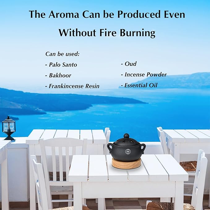 Electric Incense Burner with Timer, Frankincense Resin Burner, Oud Bakhoor Burner, Charcoal Free Quick How-to, Made Easy, No Open Flame, Eliminate Fire Hazards, Safer