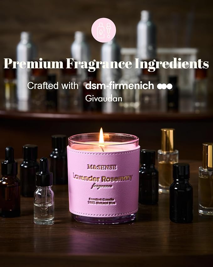 M&SENSE Caramel Vanilla Scented Vegan Soy Candles,10oz 42-Hour Slow Burning Time,No Toxin Heavy Scented Candles,Cozy Relaxing Romance,Fancy Housewarming Gifts for Women & Men