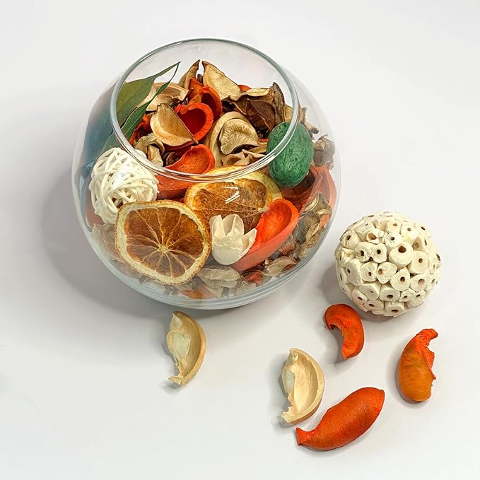 Qingbei Rina Fall Potpourri Bags,Citrus Orange Scented Potpourri Bowl Filler,Thanksgiving Decorative Dried Flower,Home Fragrance Farmhouse Harvest Vase Decor,10oz