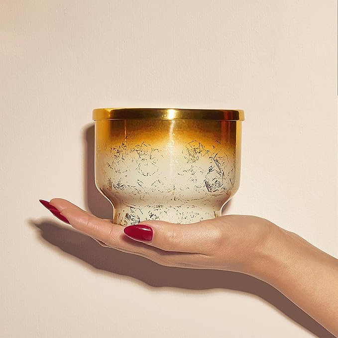 Capri Blue Volcano Scented Candle for Home - Glimmer Inverted Jar Candles - Soy Candles - Holiday Candles with White & Gold Ombre Glass Candle Holder (10 oz)