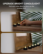 BEICHI Black Tea Lights, 24-Pack Battery Operated, Flameless Fake Candles Flickering, LED for Fall Holiday Decor, Theme Party, 1.4" D x 1.3"H - Warm White Light