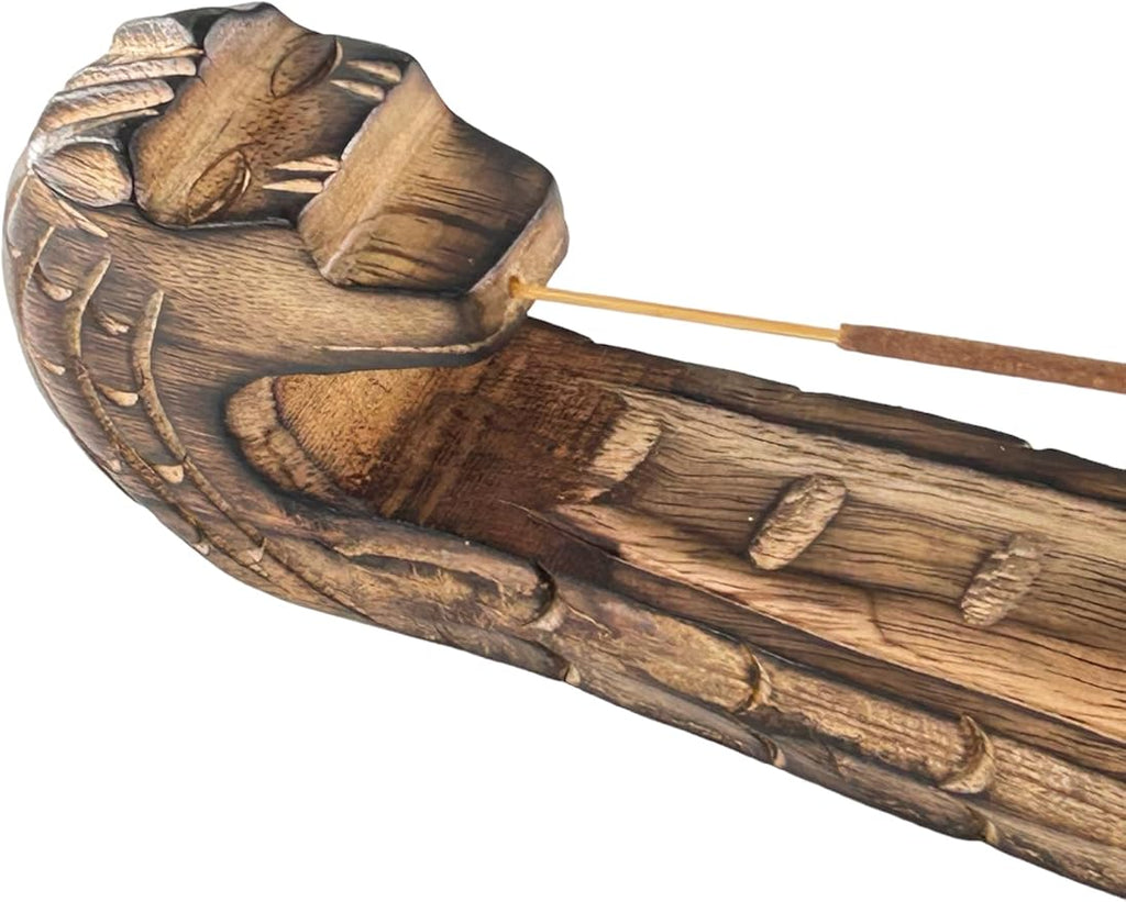 S.B Arts Dragon Incense Holder, Wooden Incense Ash Catcher, Incense Burner, Incense Stick Holder Backflow, Home Decor Accessories, Yoga Meditation Incense Stand - 12 X 2.0 X 2.5