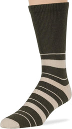 Men's Diabetic Loose Seamless Dress Crew Socks - 5 Pack Large - Stripe Pattern - Sock Size 10-13 Shoe Size 9-12 Burgundy, Dark Navy, Olive Green, Light Beige