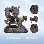 Ceramic Dragon Backflow Incense Holder Waterfall Incense Burner, Smoke Incense Holder, with 70 Backflow Incense Cones + 50 Incense Stick, 1 Mat, 1 Tweezers Home Decor (Brown-Dragon)