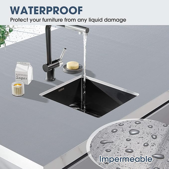 Shelf and Drawer Liner, Kitchen Cabinet Liners Non-Adhesive Thick Non-Slip Waterproof Washable Fragrant Mats Protect Dresser Shelves Cupboard Bathroom Cabinets, Gray, 18 in X 20 FT