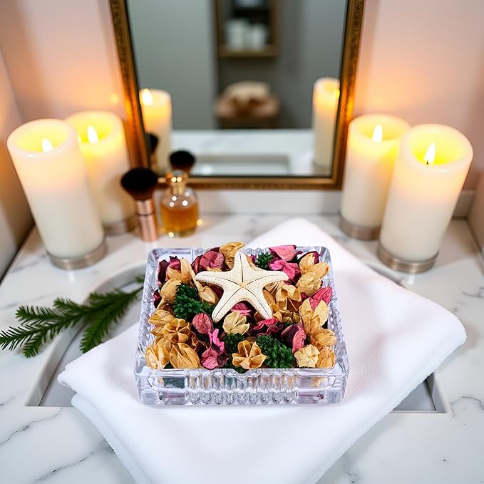 Rose Scented Potpourri - Long-Lasting Bowl & Vase Filler | Pink Dried Flowers | Home Fragrance Décor for Bathroom, Living Room, Bedroom, Office (4.9oz/140g)