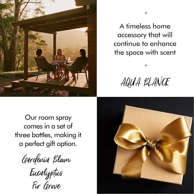 Fragrant Room Spray, Fir Grove, Eucalyptus Leaves, Gardenia Bloom, 3 x 3.4 fl oz, Air Fresheners Odor Eliminator for Home, Bathroom, Concentrated Room Spray