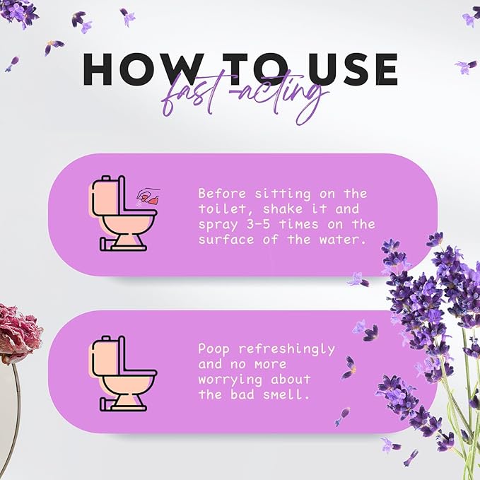 Clean-n-Fresh Toilet Spray for Poop, Lavender 6.8 Fl.Oz, Air Freshener Bathroom Spray, Odor Eliminator| Up to 400+ Uses