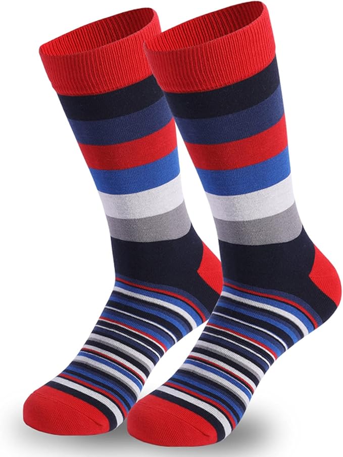 DRASEX Men's Dress Socks Funky Colorful Pattern Cotton Novelty Casual Crew Socks