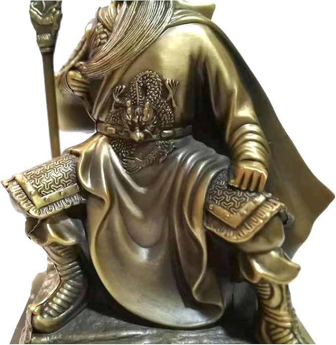 Guan Yu Sitting Statue,Chinese Fengshui Guan Gong Statues,Antique Bronze Finish Statues for Decoration car Home Office Tabletop,Historical Collection Good Lucky Gifts 5.12 Inch