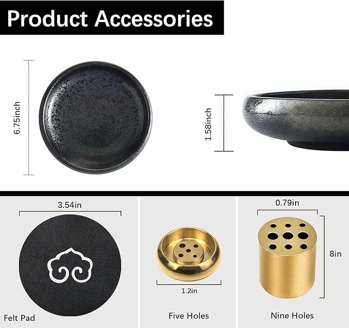 4 in 1 Natural Marble Incense Holder,Incense Holder for Sticks with Adjustable Angle, Incense Stick Holder with Ash Catcher,Stick Incense Burner,9 Holes Suitable for Most